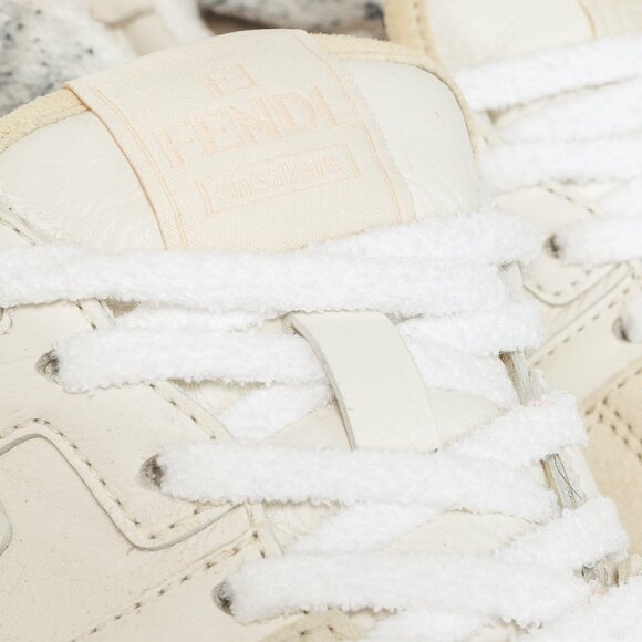 Fendi Match FF Logo Low-Top Sneaker in White Suede and Leather - Picture 8 of 13